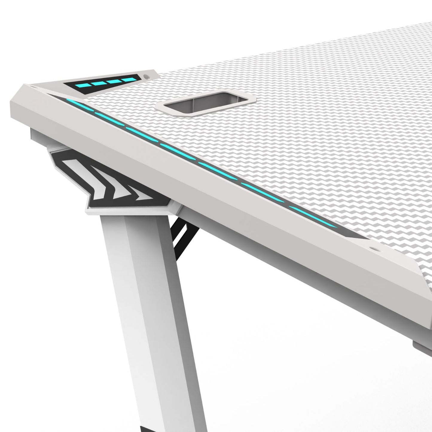 RGB Gaming Desk Z Shape White 140cm