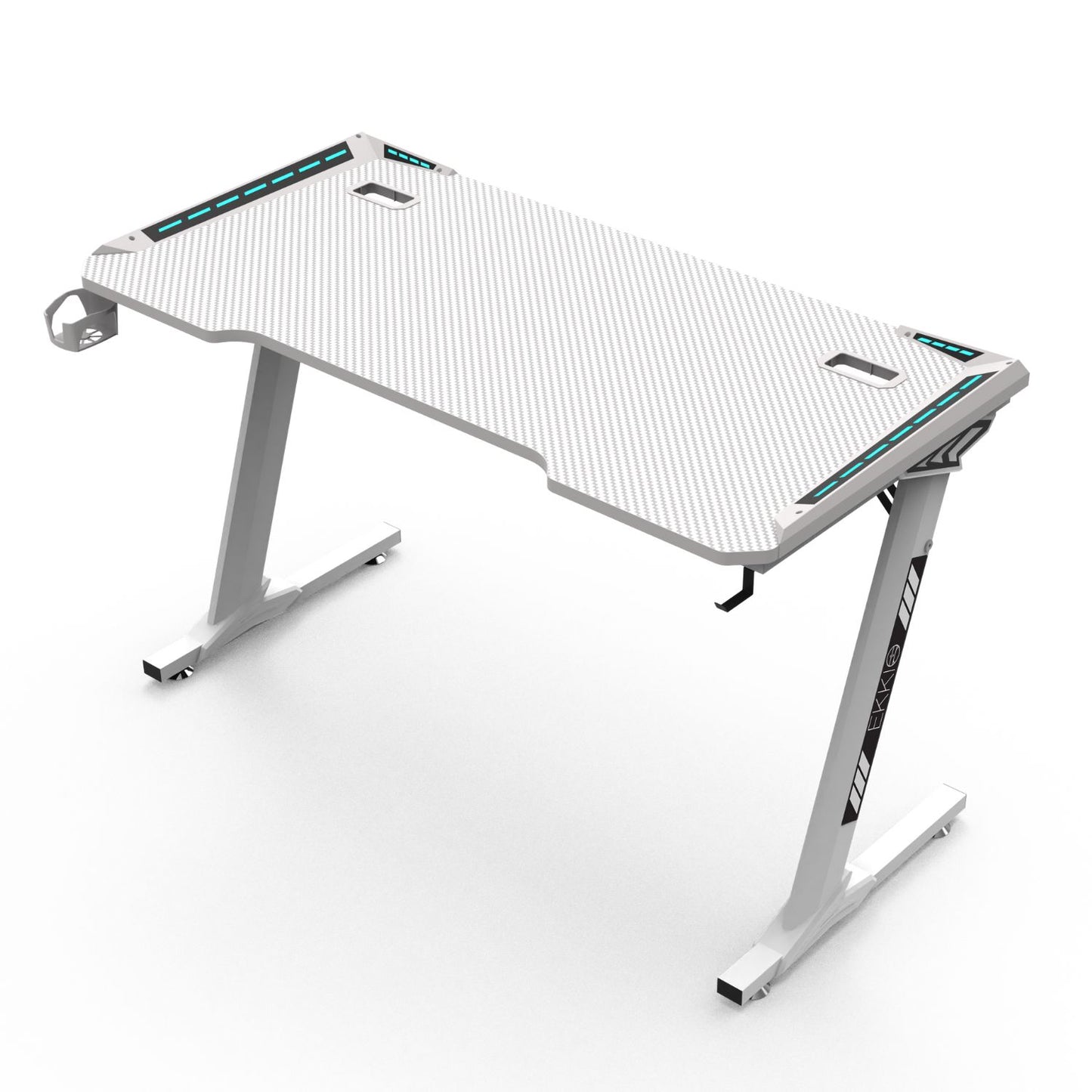 RGB Gaming Desk Z Shape White 140cm