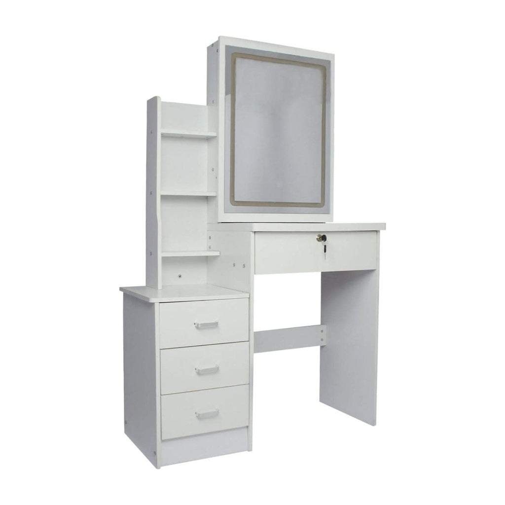 Dressing Table White LED Mirror + Stool