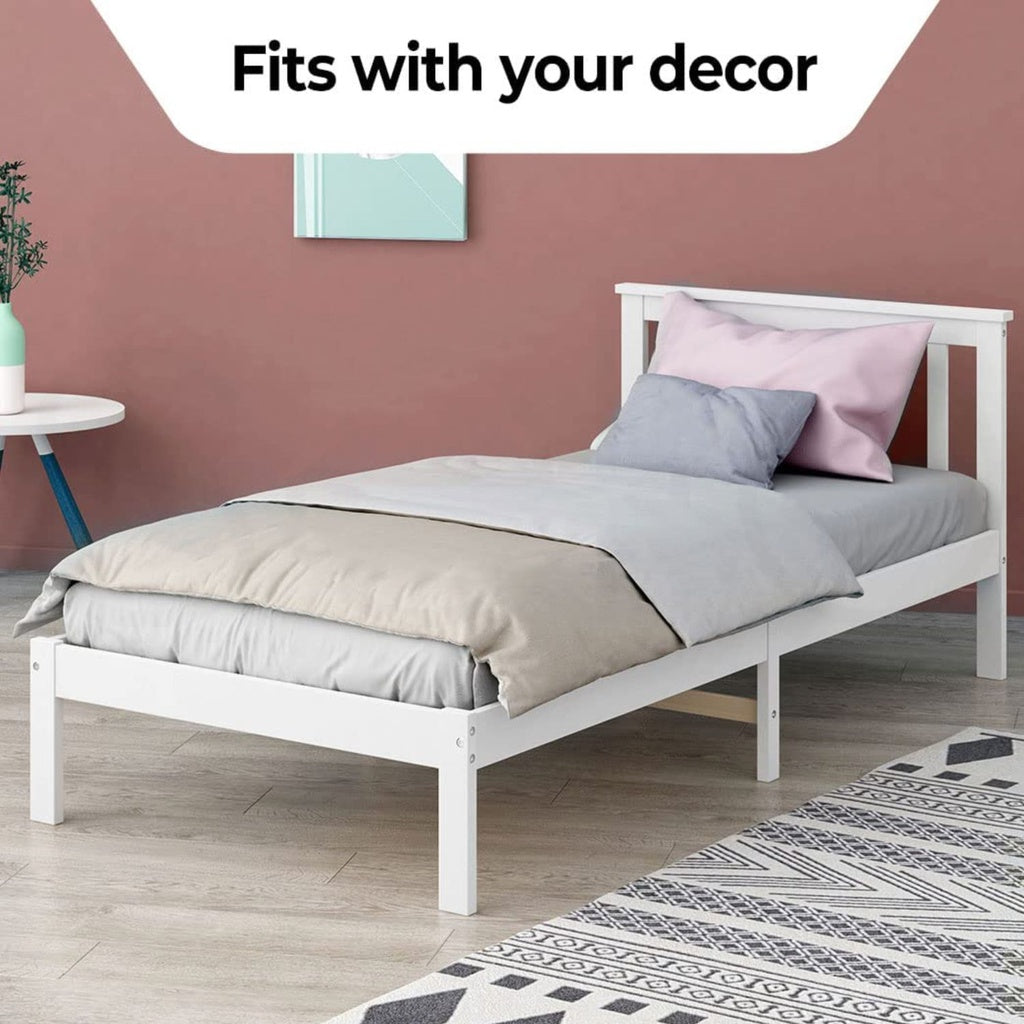 Single Wooden Bed Frame (White)