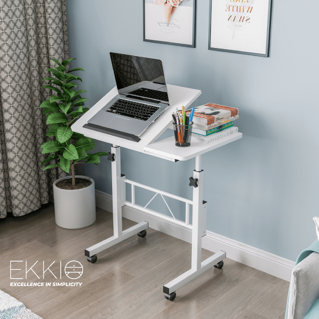 Mobile Desk Half Tilt White