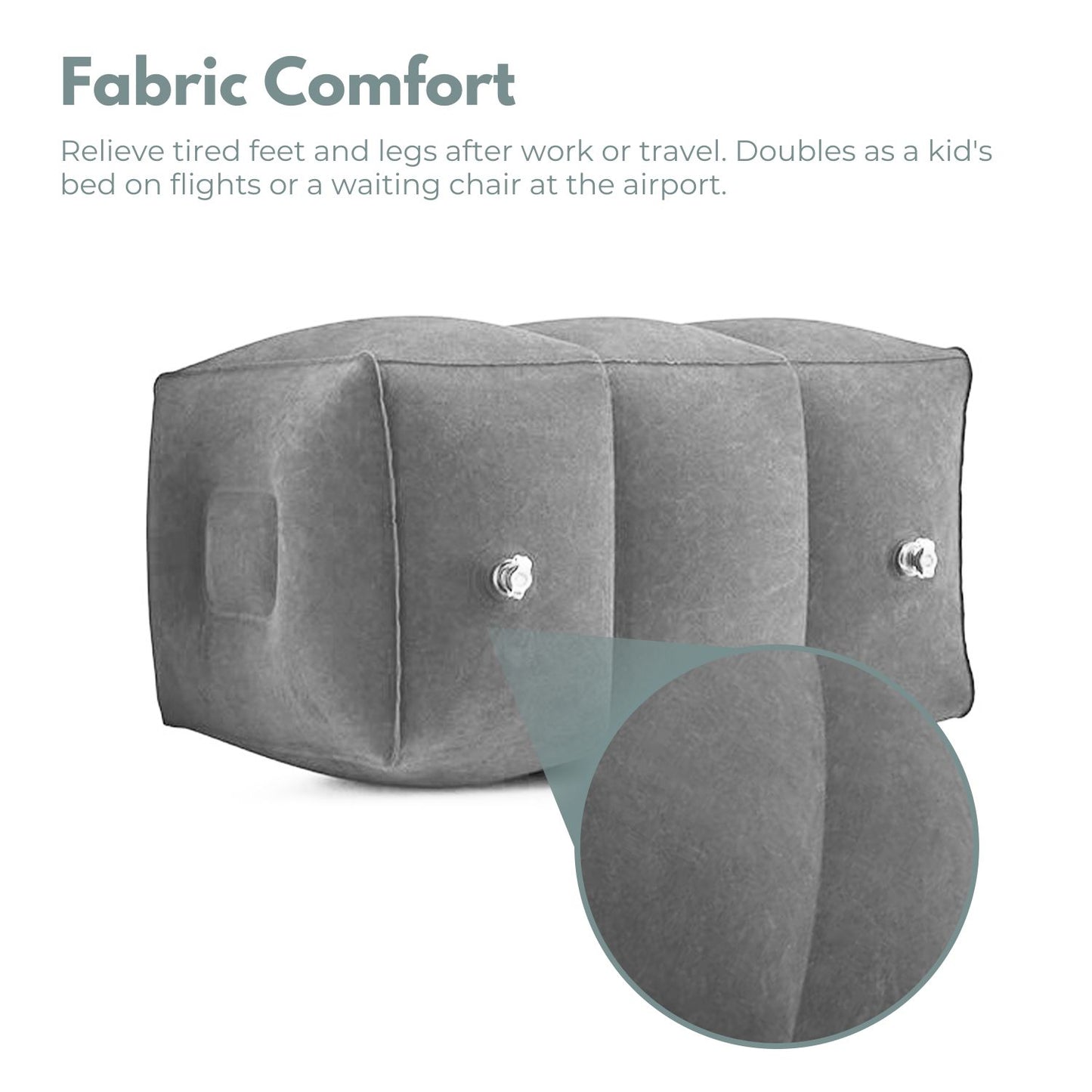 Inflatable Travel Foot Rest Pillow with Adjustable Three Layers Height (Grey)