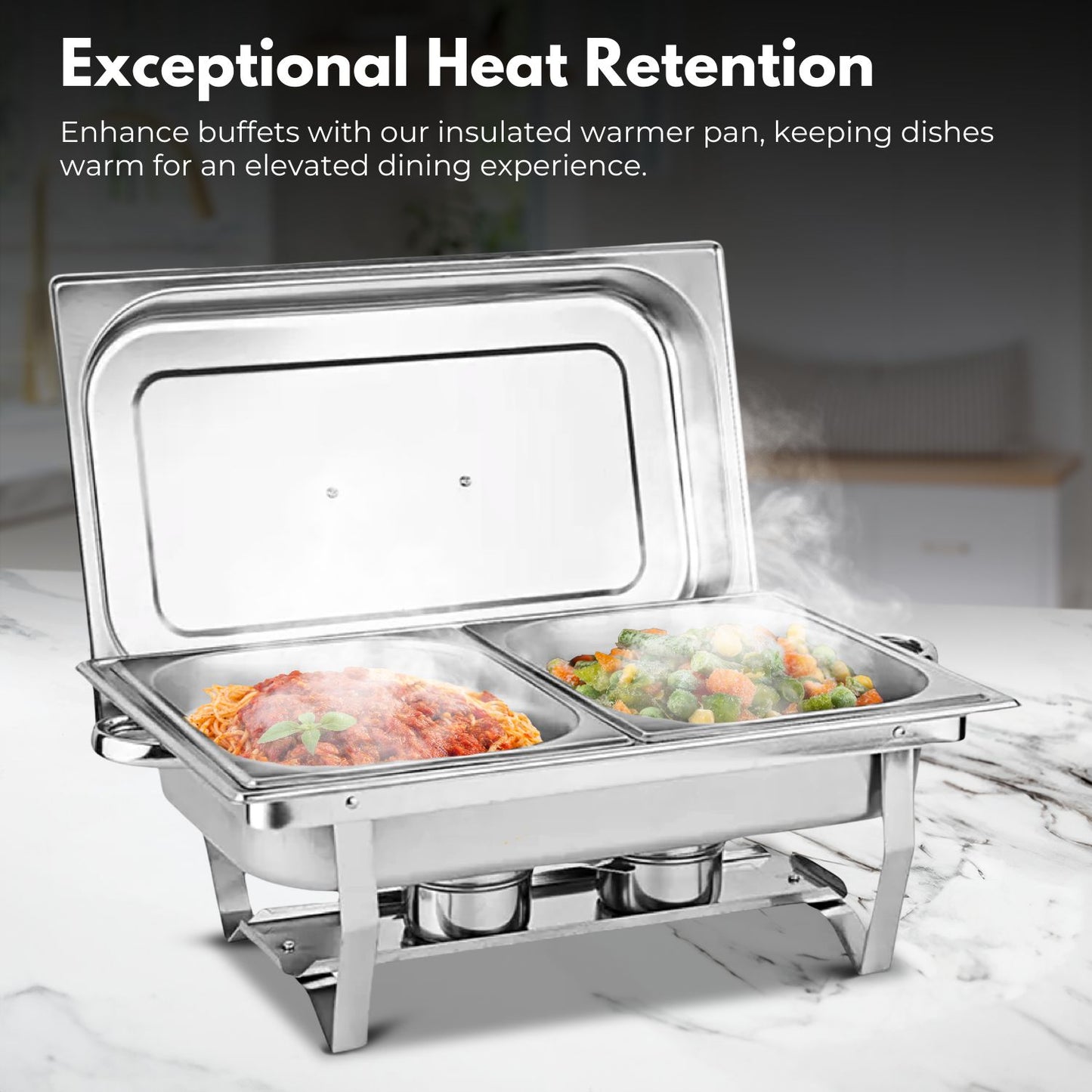 9L Chafing Dish Stainless Steel Food Buffet Warmer Pan (2x4.5L Dual Trays)