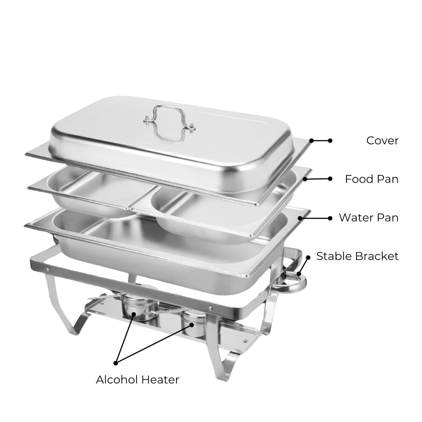 9L Chafing Dish Stainless Steel Food Buffet Warmer Pan (2x4.5L Dual Trays)