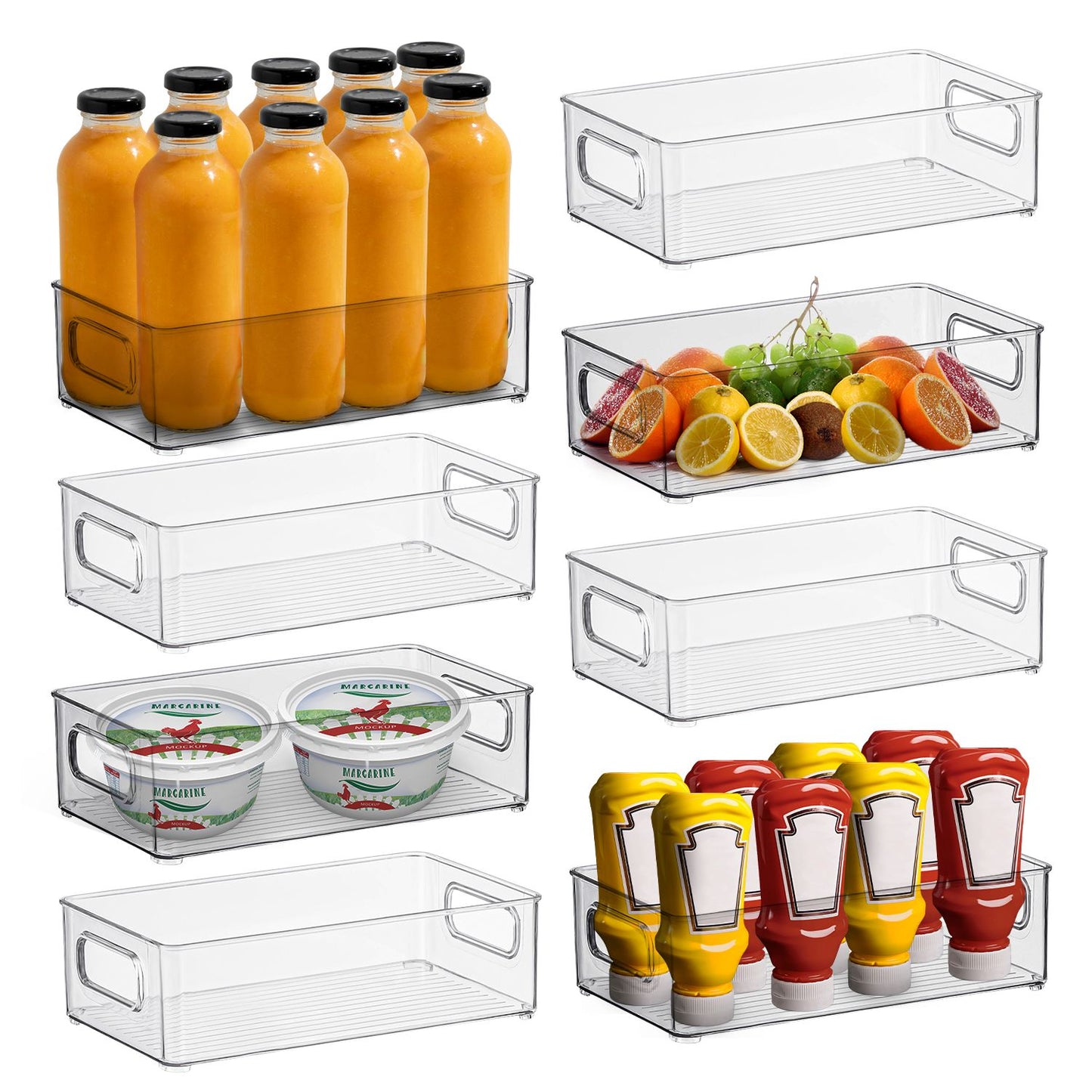 Set of 8 Clear Fridge Food Storage Containers