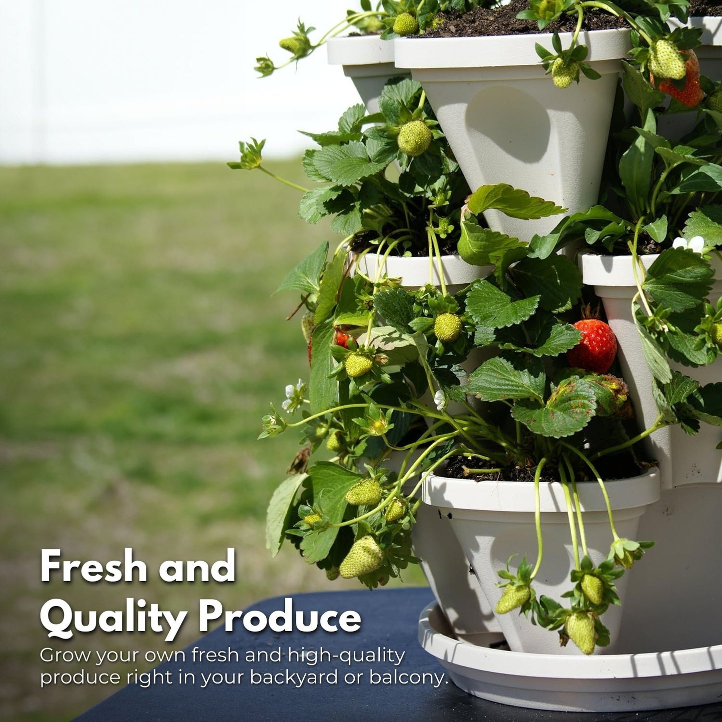 5 Tier Stacking Planter Vertical Garden with Heavy Duty Trolley Wheels (45cm)