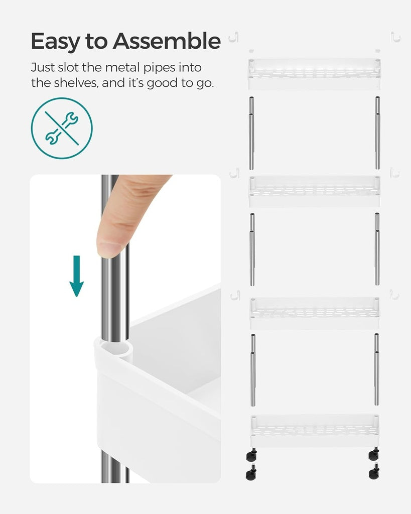 4-Tier Slide Out Slim Rolling Storage Cart White