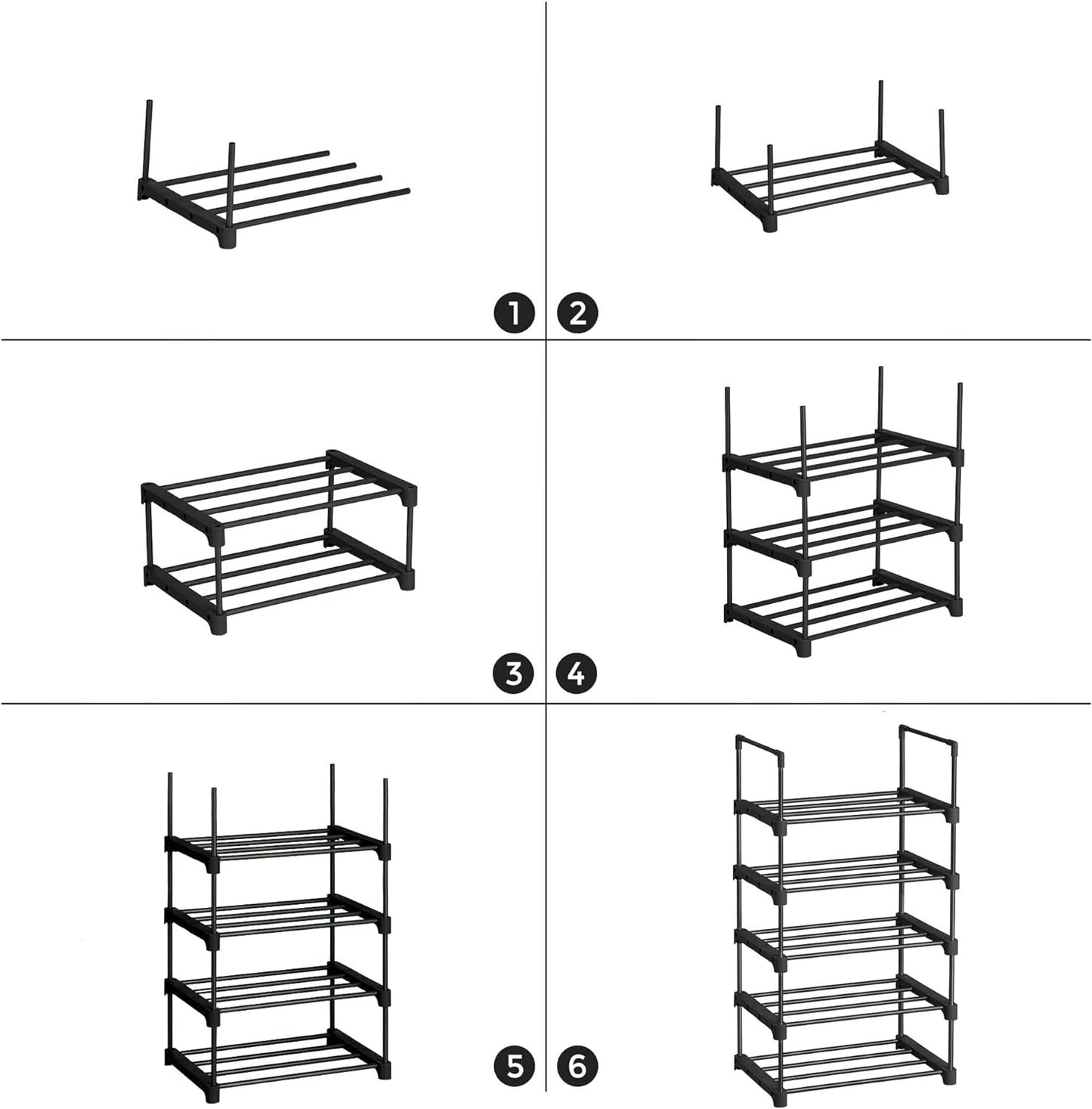 5 Tier Metal Shoe Rack for 10 Pairs of Shoes Black