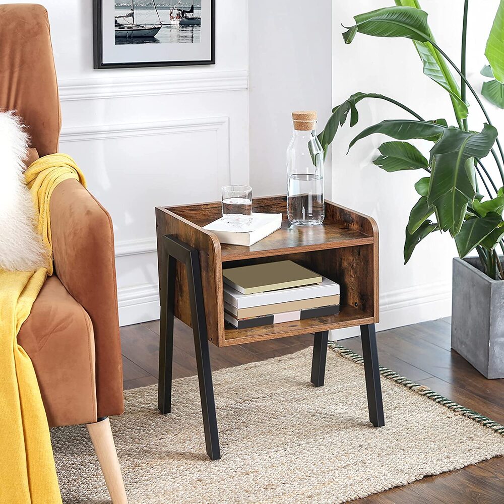 Side Table Rustic Brown and Black