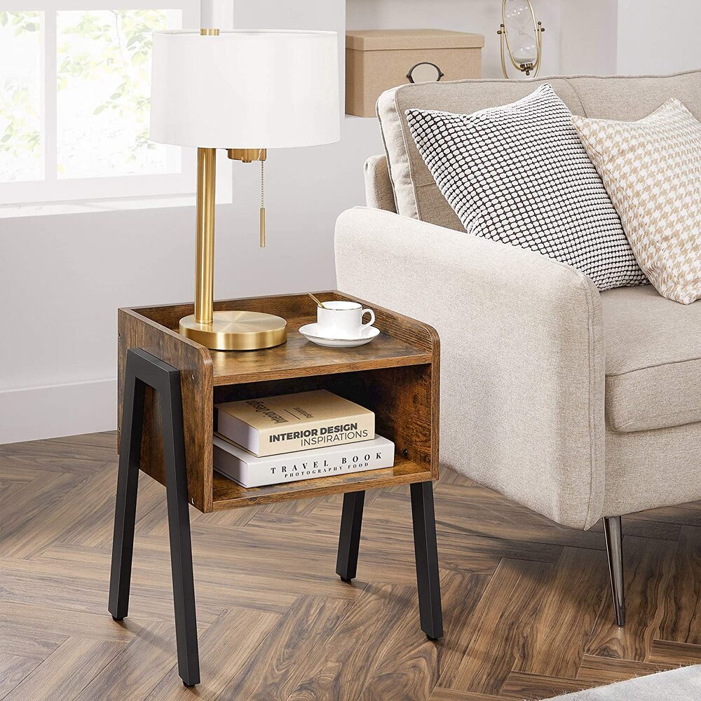 Side Table Rustic Brown and Black