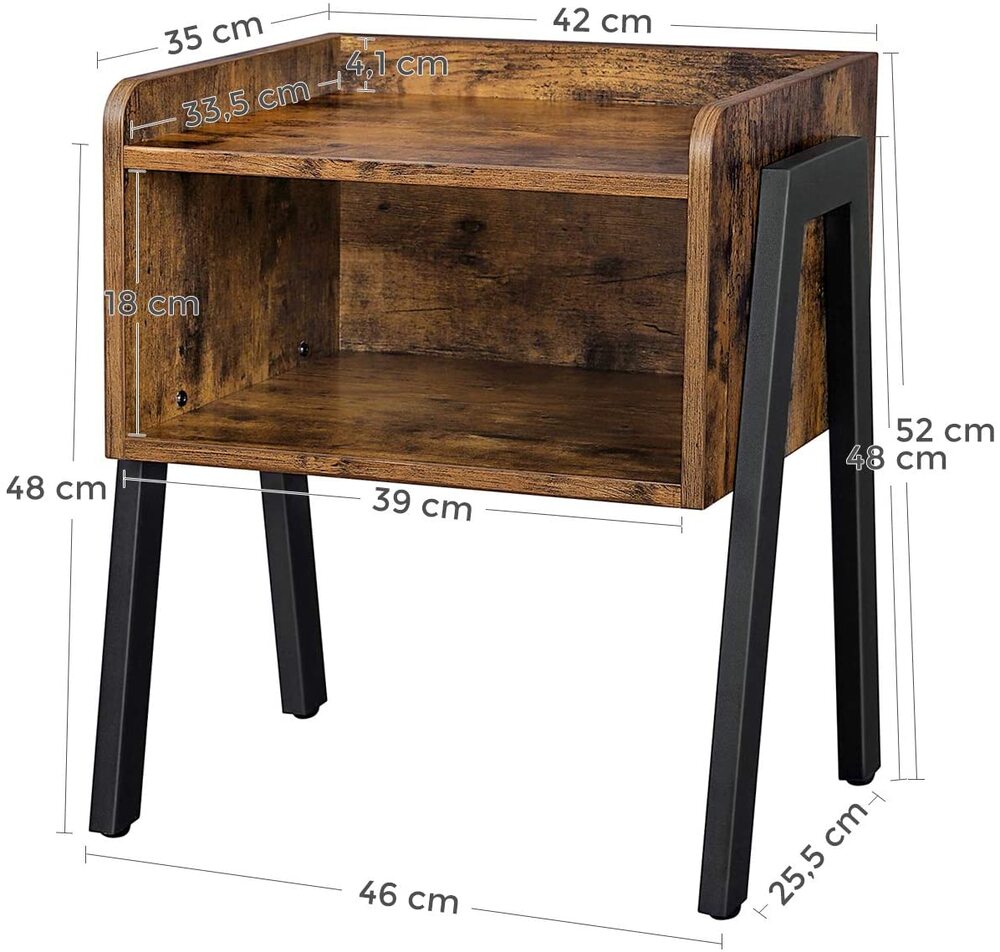 Side Table Rustic Brown and Black