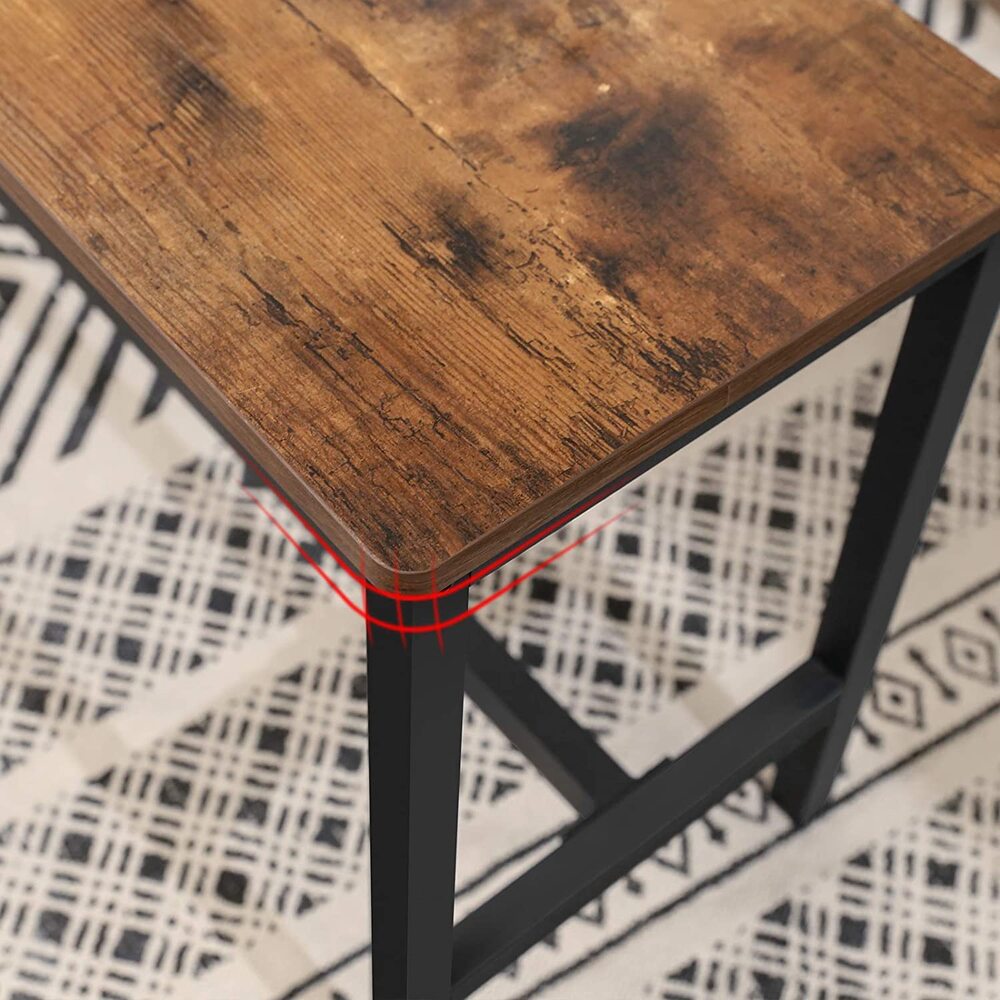 Table Benches Set of 2 Industrial Style Indoor Benches Durable Metal Frame for Kitchen Dining Room Living Room Rustic Brown