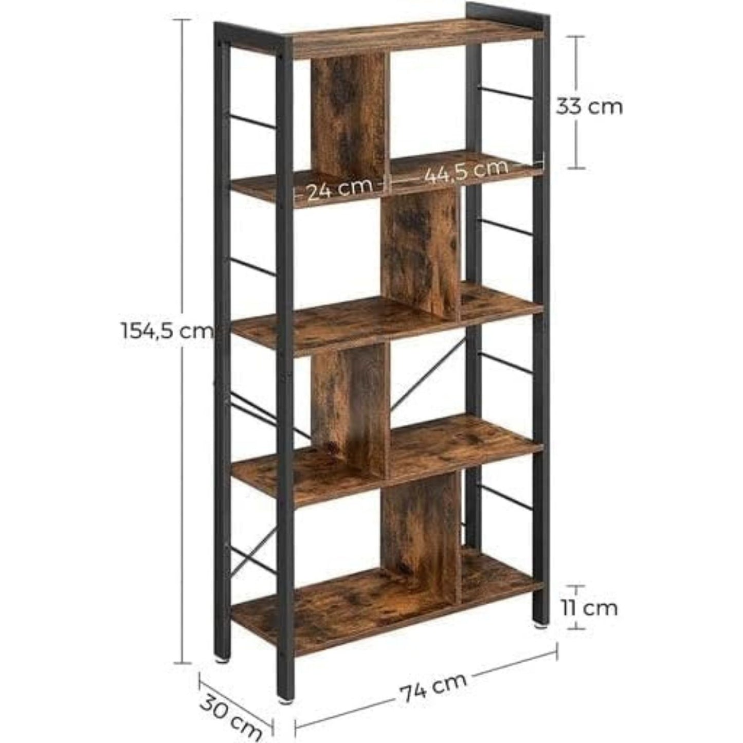 Bookshelf Rustic Brown and Black