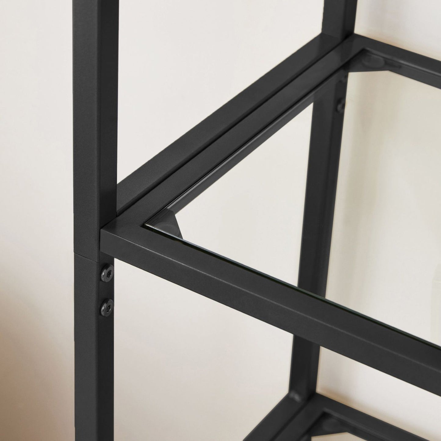 Bookshelf 5 Tier Tempered Glass with Metal Frame Black