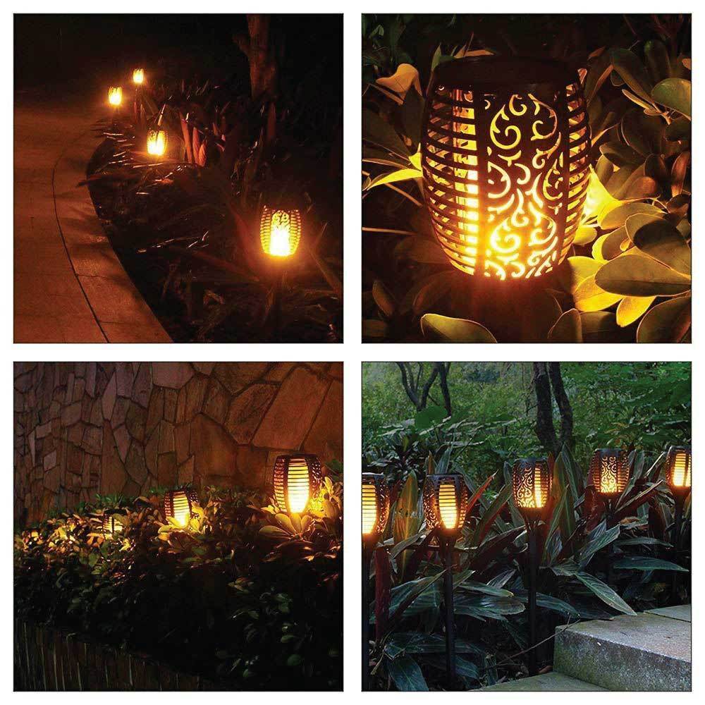 51 LED Bulbs Torch Solar Garden Outdoor Flame Dancing Flickering Light Auto Lamp