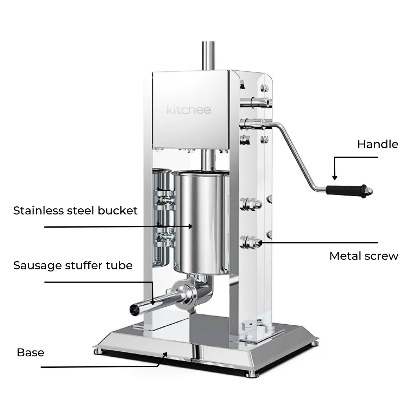 3L Manual Vertical Sausage Filler - Stainless Stuffer Meat Press Machine