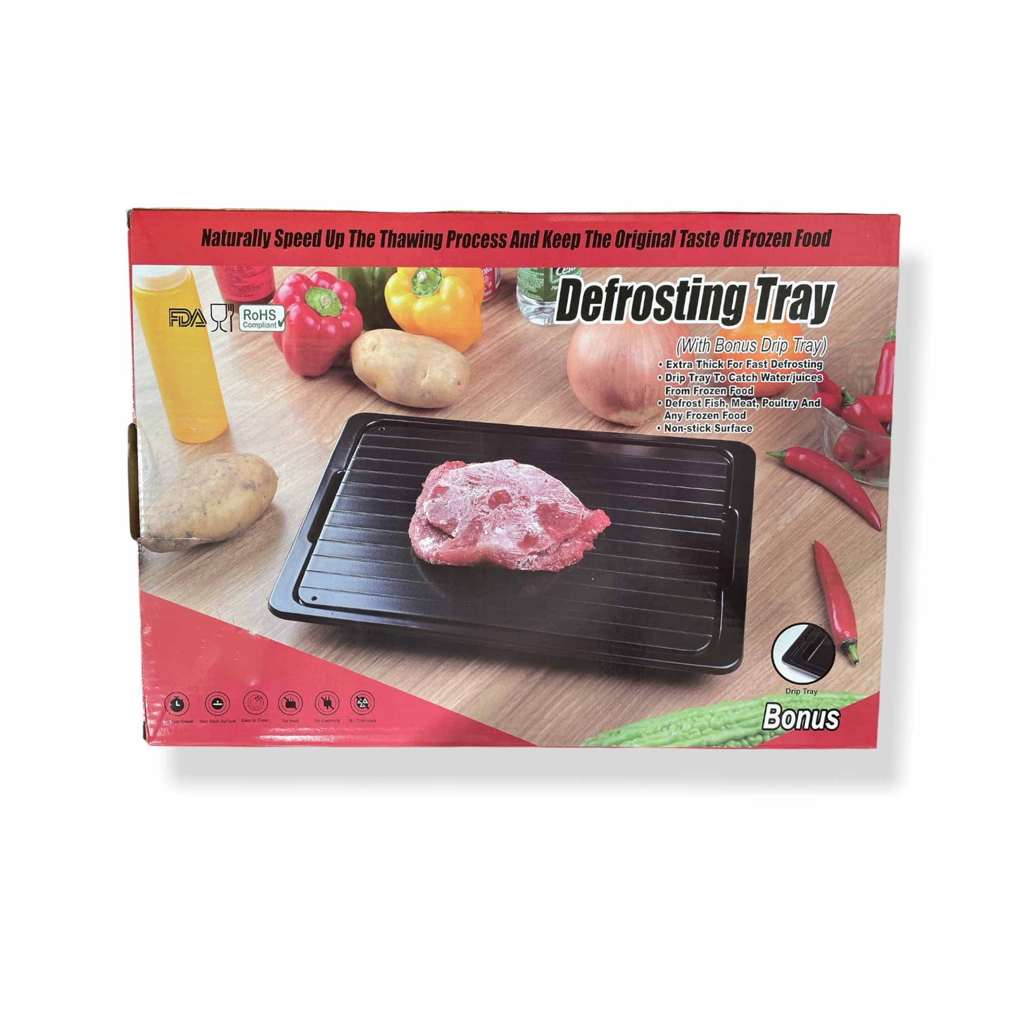 Fast Defrosting Meat Tray FDA Approved - Medium Miracle Aluminium Thawing Plate