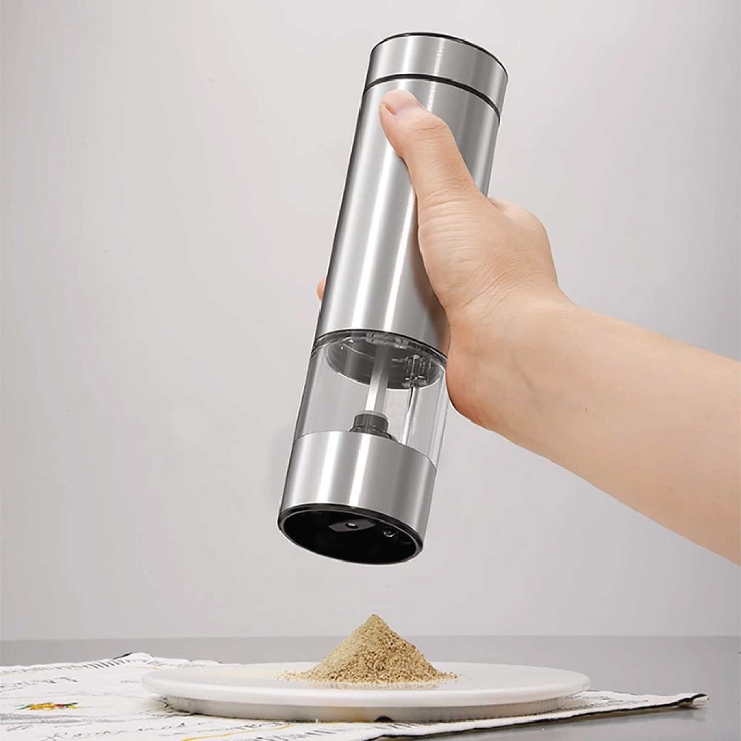 HomeMyGarden Salt and Pepper Grinder - One Press Battery Operated Shaker Mill