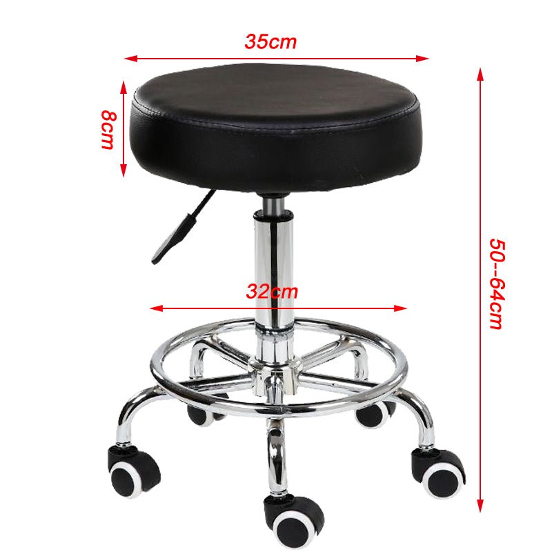 Salon Chair Bar Swivel Stool Office Roller Wheels Portable Height Adjust Leather BS8401(x2)