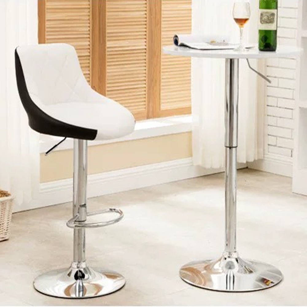 Bar Stools Kitchen Bar Stool Leather Barstools Swivel Gas Lift Counter Chairs x2 BS8403 White