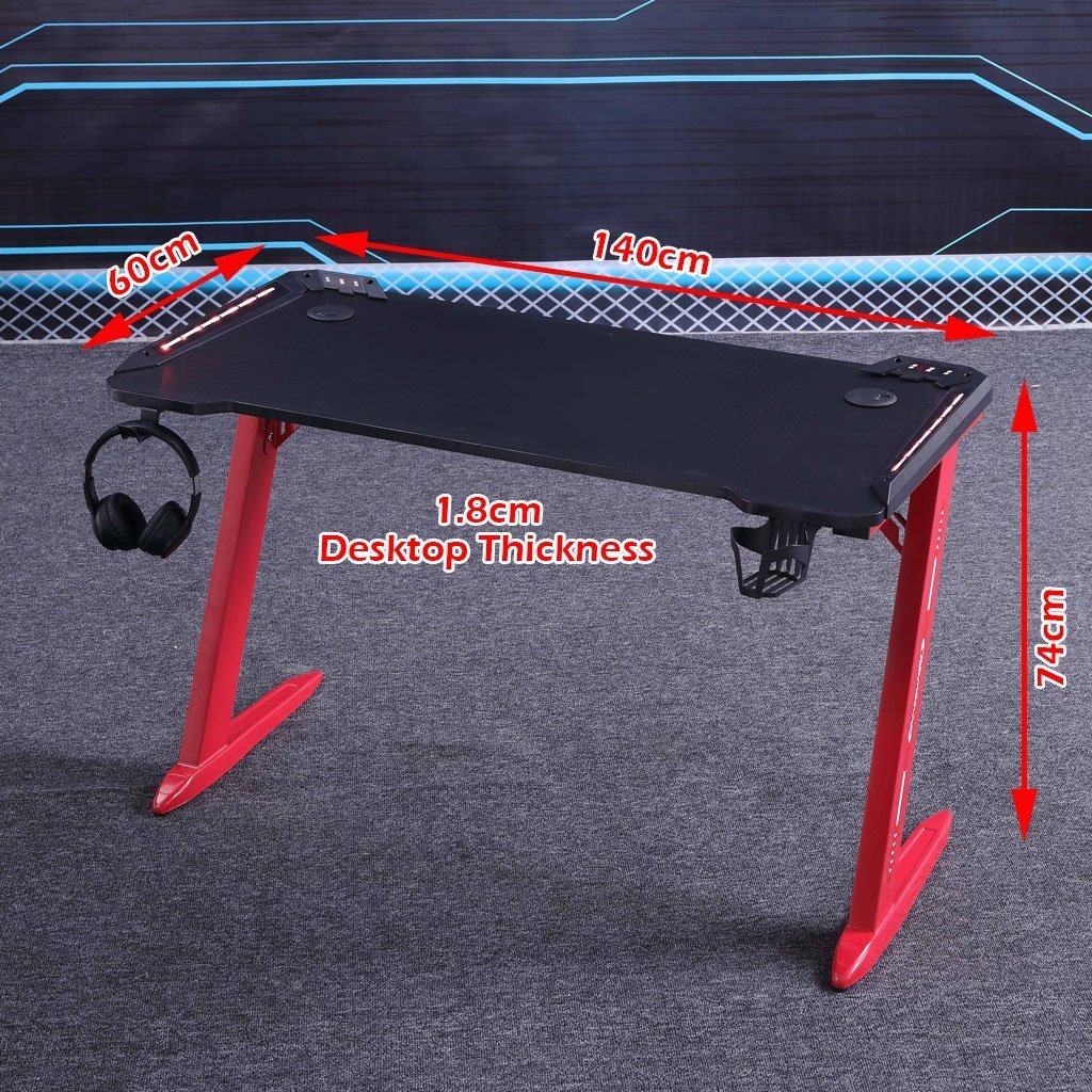 Gaming Desk 140cm Desktop PC Computer Racing Table Office Laptop Home AU D2105