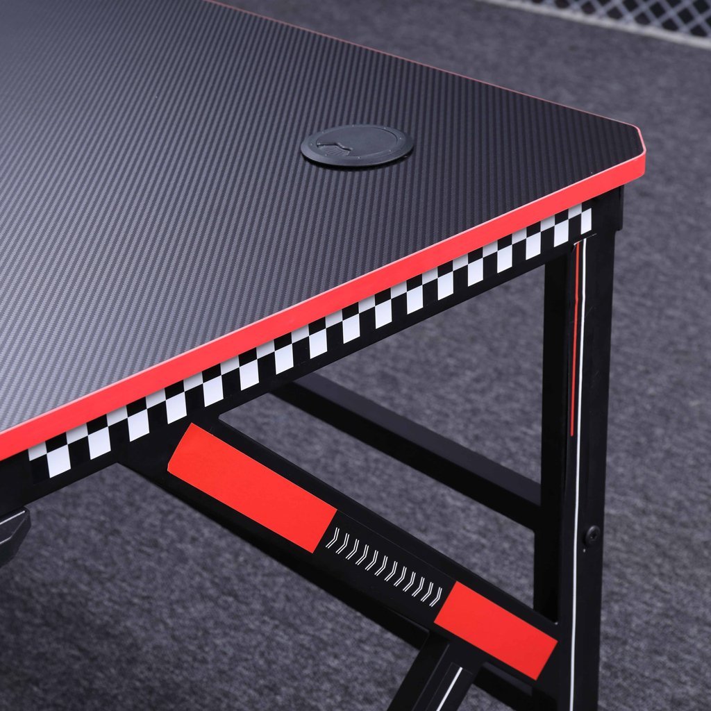 Gaming Desk Desktop PC Computer Desks Desktop Racing Table Office Laptop Home K-Shaped Legs Black 140cm