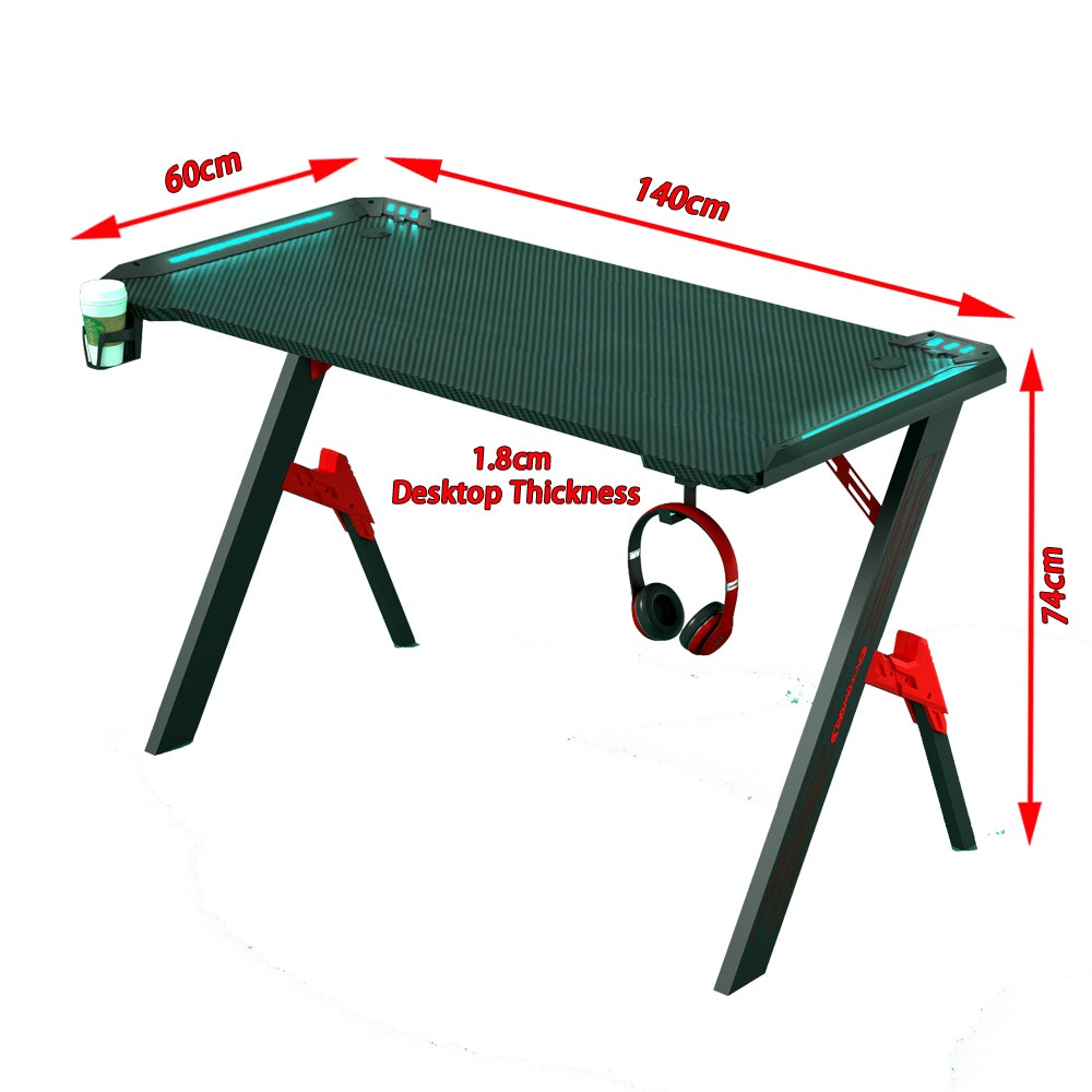 Gaming Desk 140cm RGB Desktop PC Computer Racing Table Office Laptop Home AU