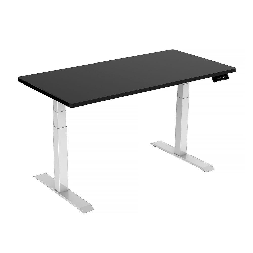 120cm Standing Desk Height Adjustable Sit Grey Stand Motorised Dual Motors Frame Black Top