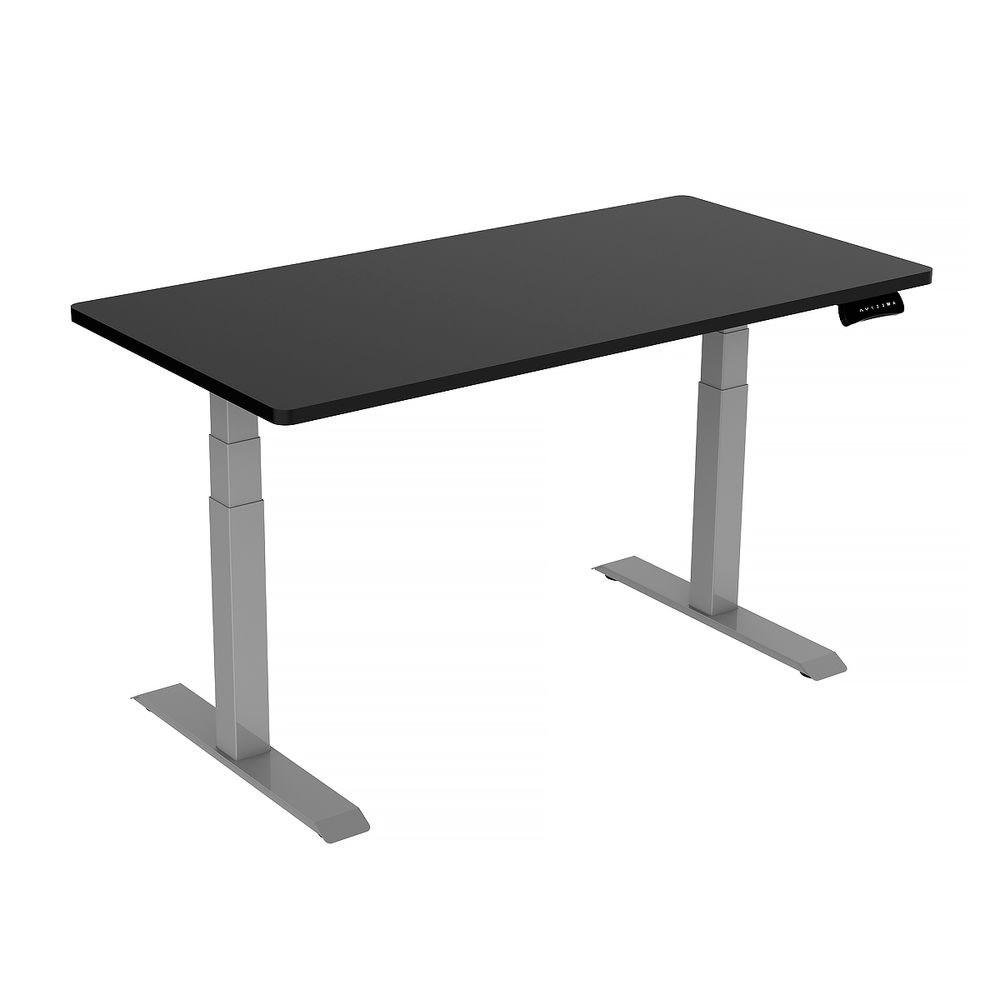 140cm Standing Desk Height Adjustable Sit Stand Motorised Grey Dual Motors Frame Maple Top