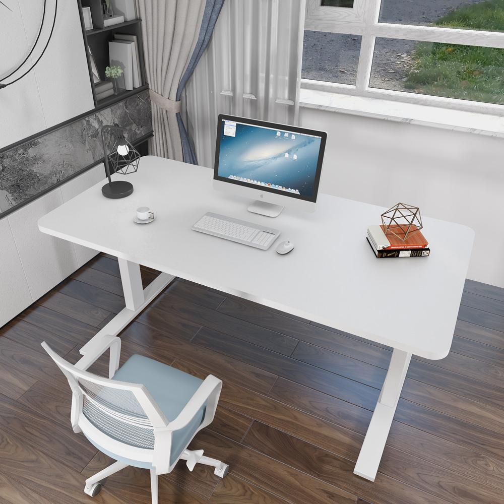 140cm Standing Desk Height Adjustable Sit Stand Motorised Grey Dual Motors Frame White Top