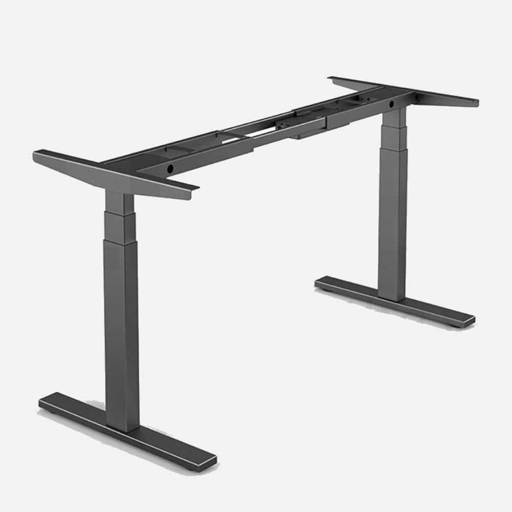 160cm Standing Desk Height Adjustable Sit Stand Motorised Grey Dual Motors Frame Black Top