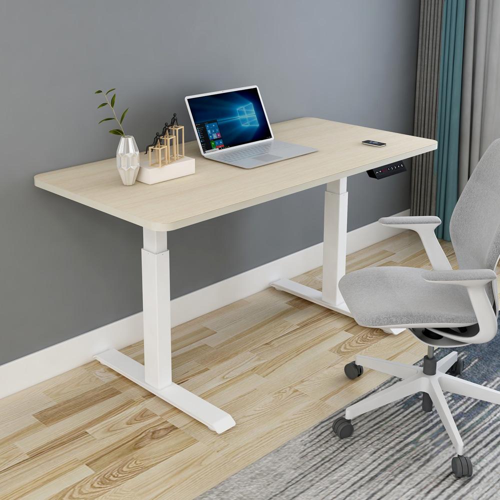 160cm Standing Desk Height Adjustable Sit Stand Motorised White Dual Motors Frame White Top