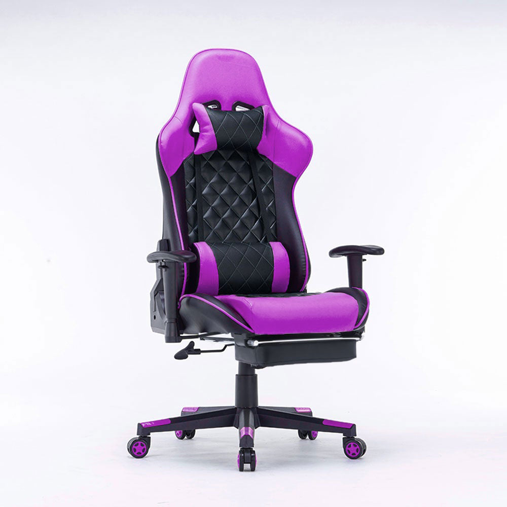 Gaming Chair Ergonomic Racing chair 165¬∞ Reclining Gaming Seat 3D Armrest Footrest Black Purple