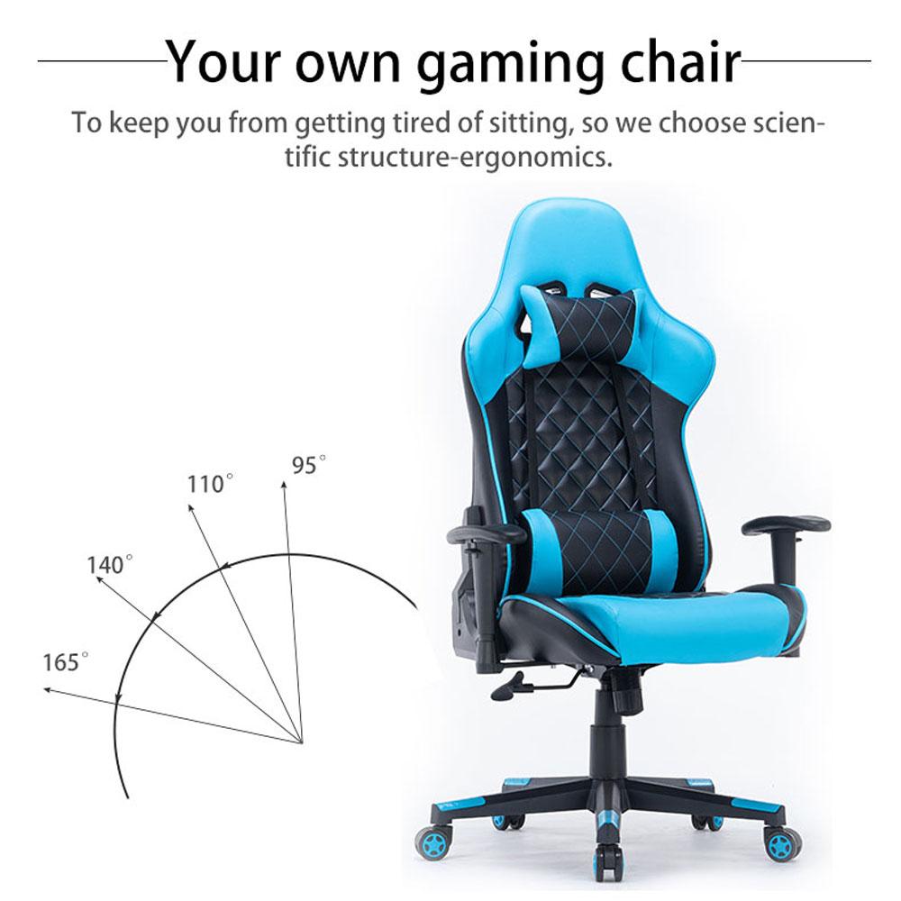 Gaming Chair Ergonomic Racing chair 165¬∞ Reclining Gaming Seat 3D Armrest Footrest Black Purple