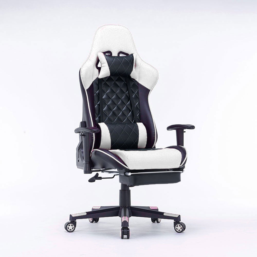 Gaming Chair Ergonomic Racing chair 165¬∞ Reclining Gaming Seat 3D Armrest Footrest Pink White