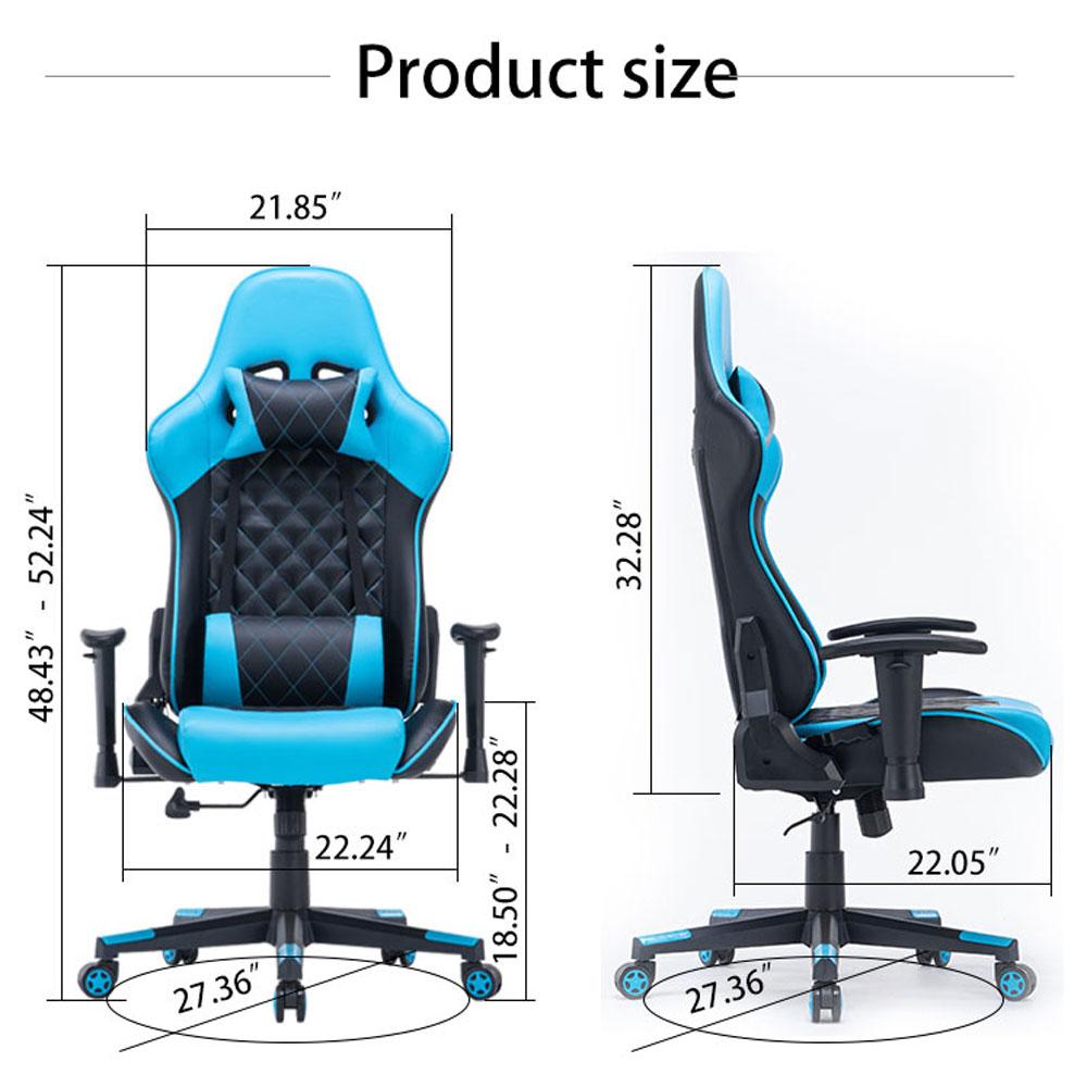 Gaming Chair Ergonomic Racing chair 165¬∞ Reclining Gaming Seat 3D Armrest Footrest Black White