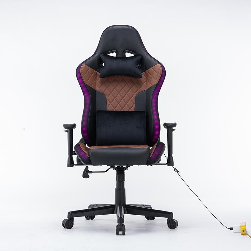 7 RGB Lights Bluetooth Speaker Gaming Chair Ergonomic Racing chair 165¬∞ Reclining Gaming Seat 4D Armrest Footrest Black Red