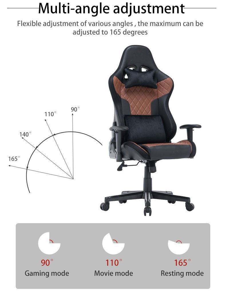 7 RGB Lights Bluetooth Speaker Gaming Chair Ergonomic Racing chair 165¬∞ Reclining Gaming Seat 4D Armrest Footrest Black Red