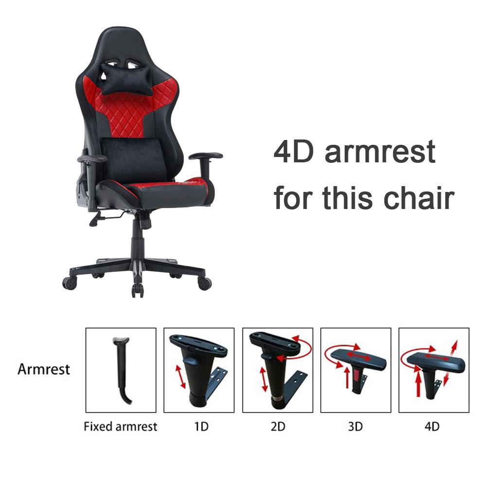 7 RGB Lights Bluetooth Speaker Gaming Chair Ergonomic Racing chair 165¬∞ Reclining Gaming Seat 4D Armrest Footrest Black Red