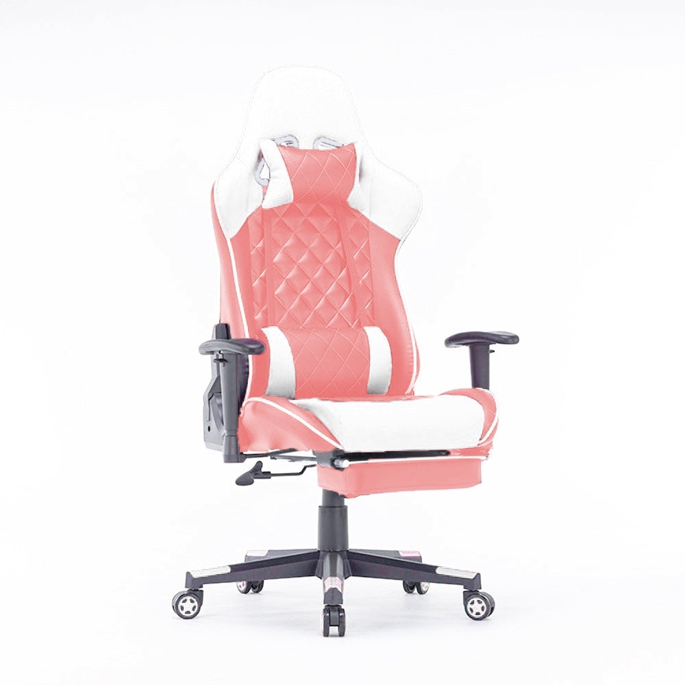 Gaming Chair Ergonomic Racing chair 165¬∞ Reclining Gaming Seat 3D Armrest Footrest Pink White