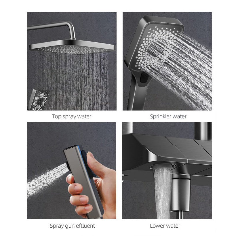 Geobella S26 Luxury Shower System Hot Cold Mixer Shower Set Bathroom Thermostatic SPA Rainfall Bath Tap Bathtub Wall Mount LED Digital Faucet