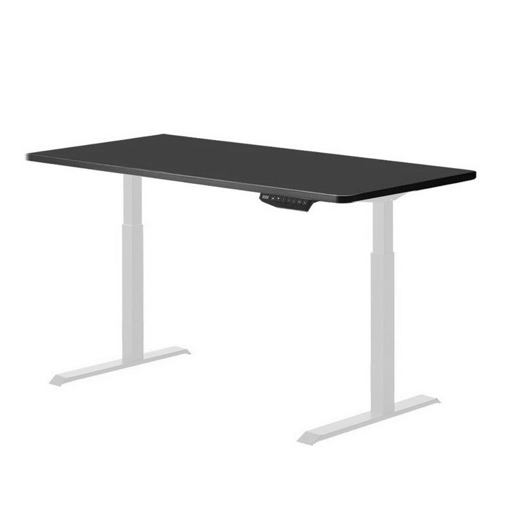 120cm Standing Desk Height Adjustable Sit Black Stand Motorised Black Single Motor Frame Birch Top