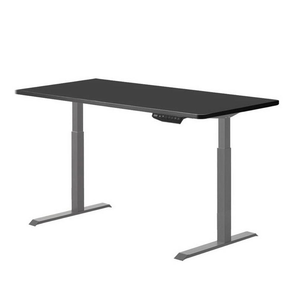 140cm Standing Desk Height Adjustable Sit Stand Motorised Black Single Motor Frame White Top