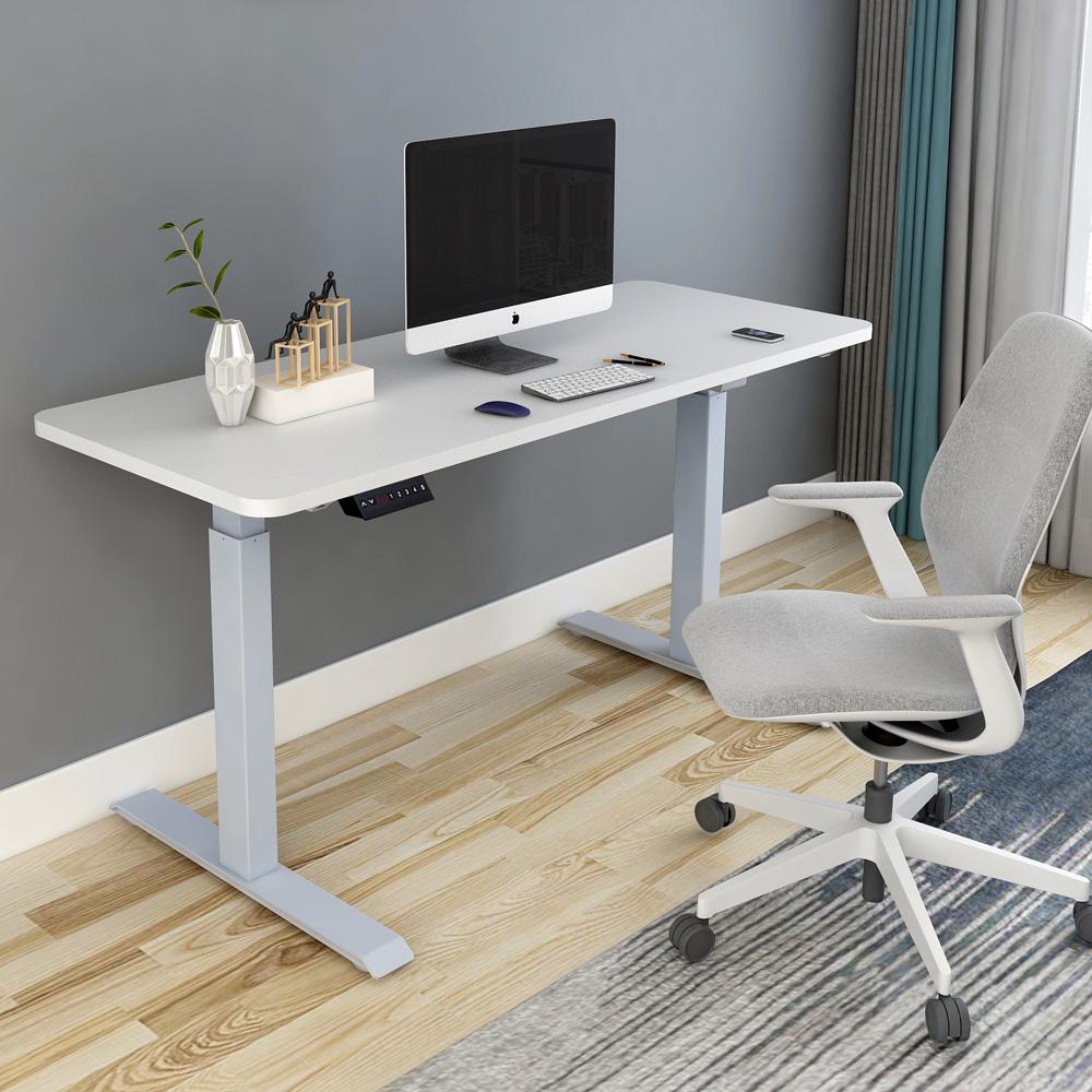 120cm Standing Desk Height Adjustable Sit Grey Stand Motorised Single Motor Frame Birch Top