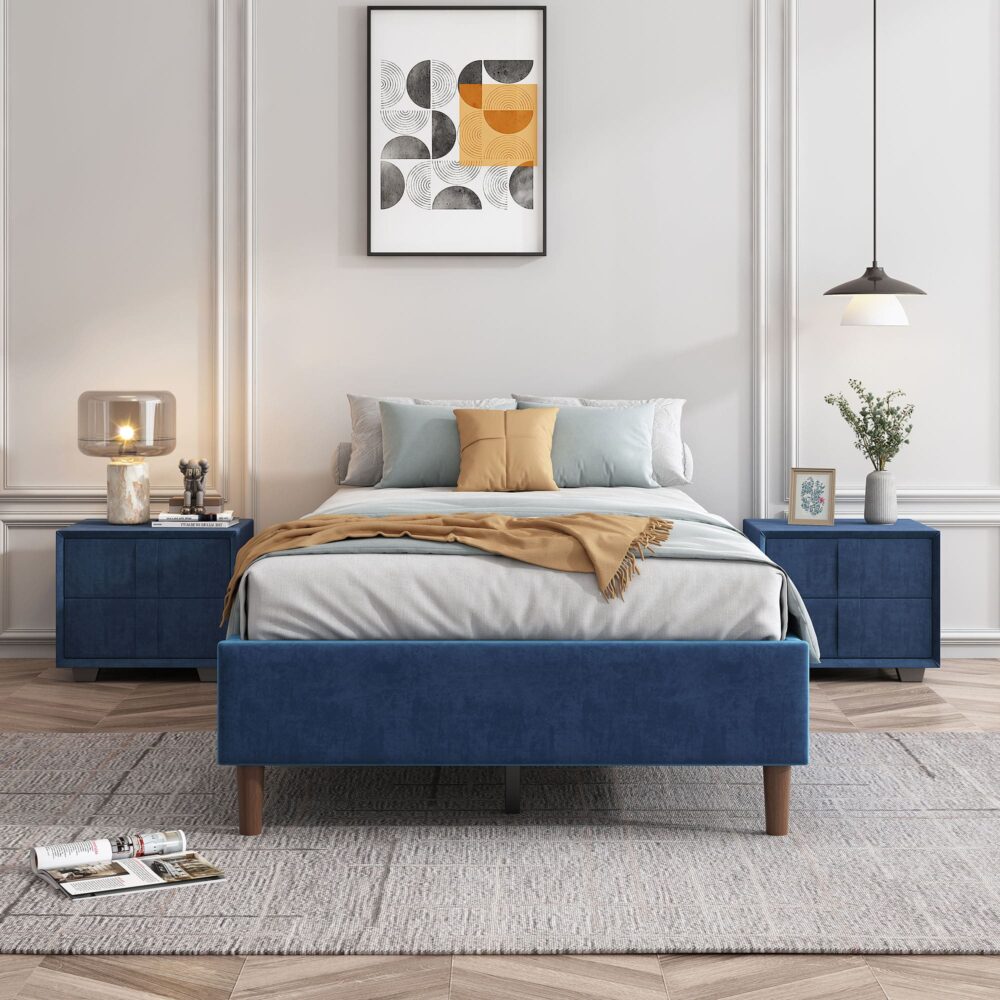 Velvet Blue Bed Frame ‚Äì Double