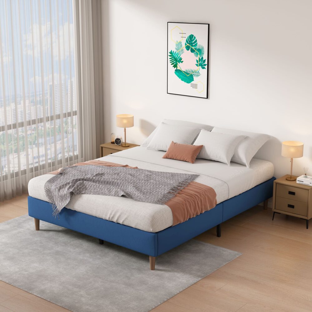 Velvet Blue Bed Frame ‚Äì Queen