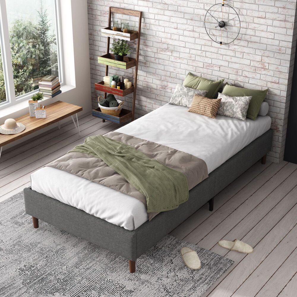 Bed Frame Mattress Foundation (Dark Grey) ‚Äì Queen