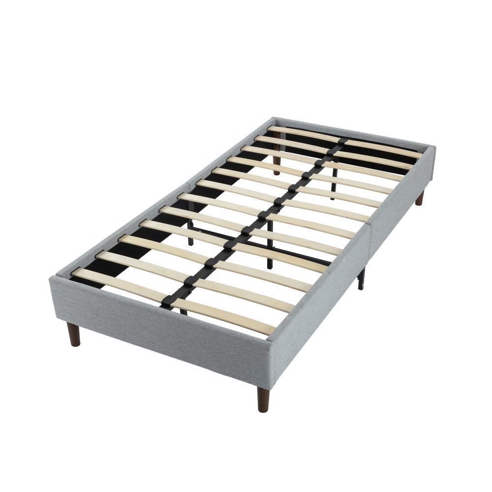 Bedframe with Wooden Slats (Light Grey) ‚Äì Single