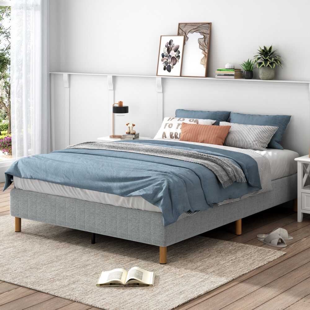 Metal Bedframe Mattress Foundation (Light Grey) ‚Äì Double