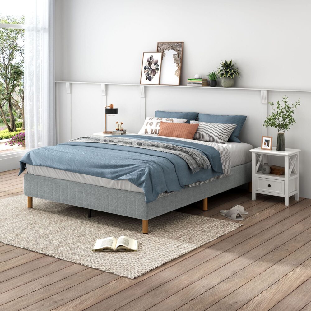 Metal Bedframe Mattress Foundation (Light Grey) ‚Äì Double